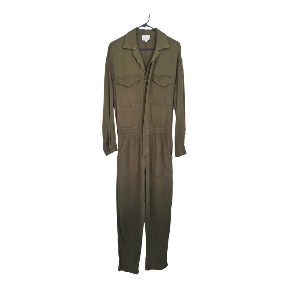 Sundays XS Olive Green Utility Jumpsuit Coveralls Long Sleeve Boho Military